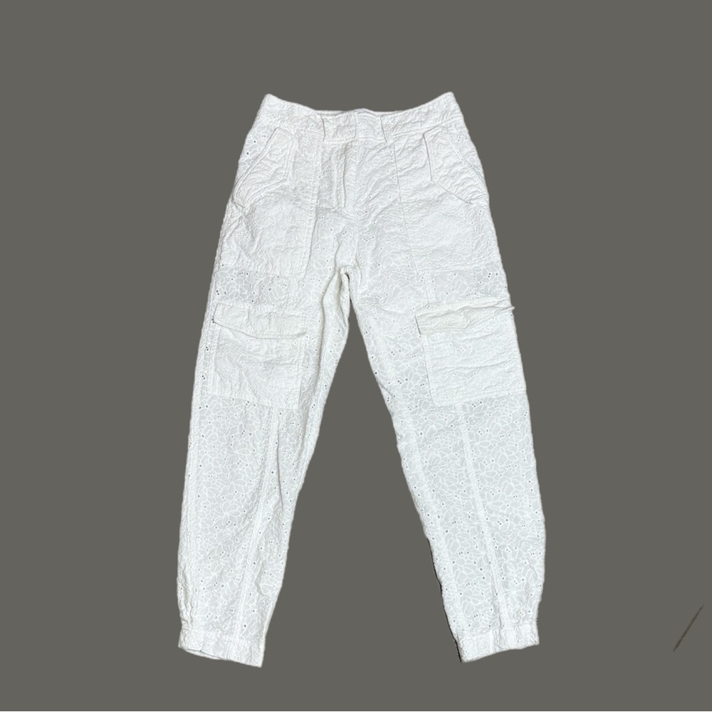 Derek Lam 10 Crosby Women’s White Cargo Eyelet Embroidered Tapered Leg Pants 4